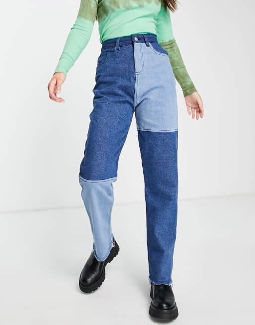 Violet Romance - Jeans med lige ben i patchwork-design 