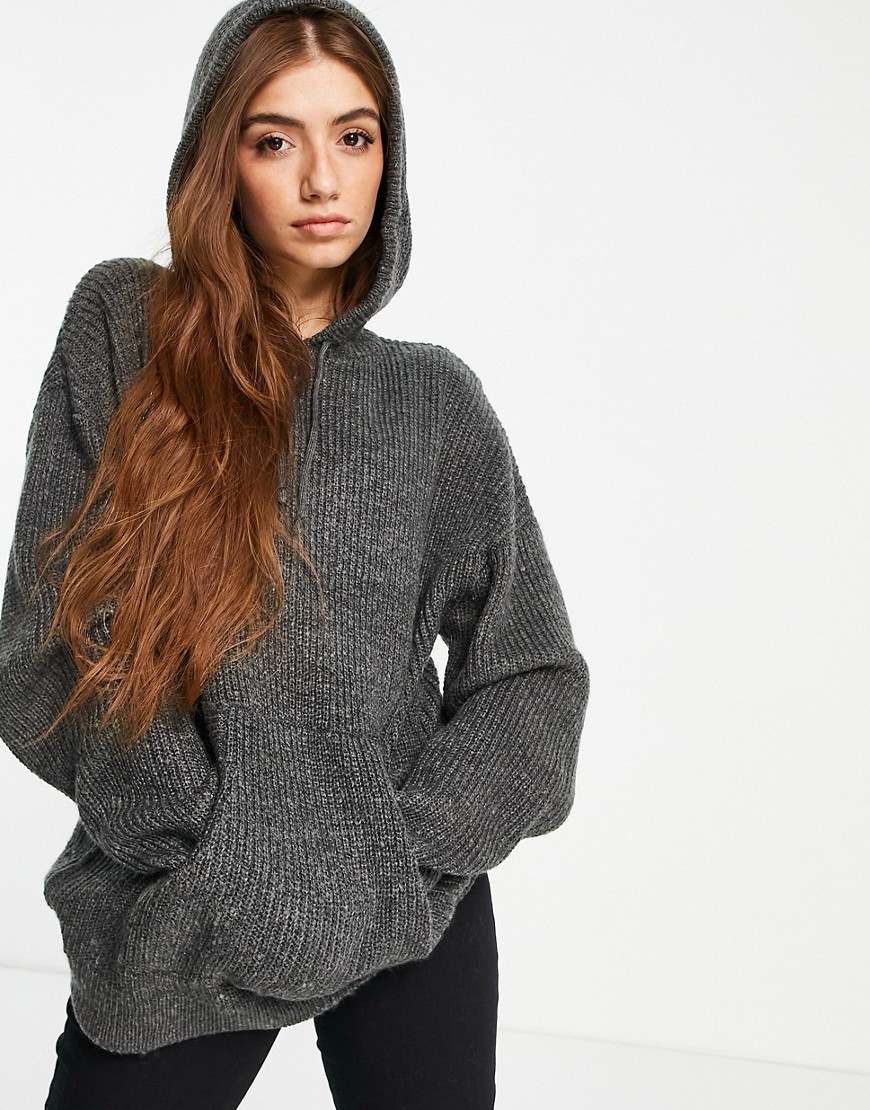 Violet Romance knitted hoodie in gray-Grey