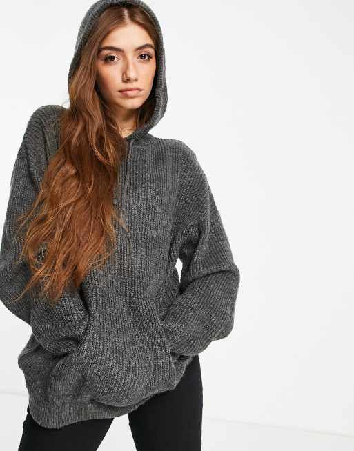 Violet Romance knitted hoodie in gray | ASOS