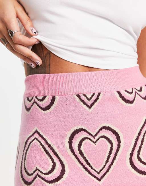 Violet Romance knitted skirt in heart print - part of a set | ASOS