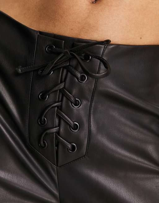 Lace up front leather hot sale pants