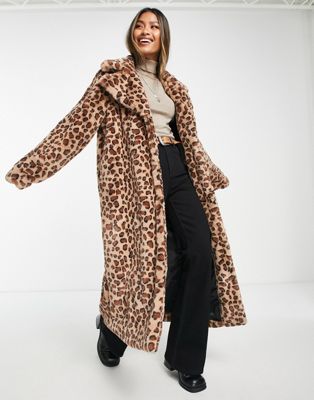 Violet Romance longline faux fur coat in leopard print | ASOS