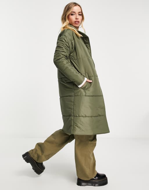 Khaki cheap longline coat