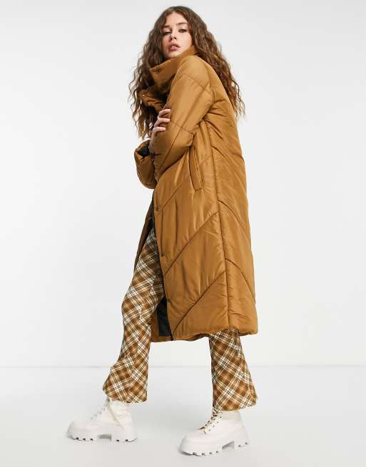 Tan funnel sale neck coat