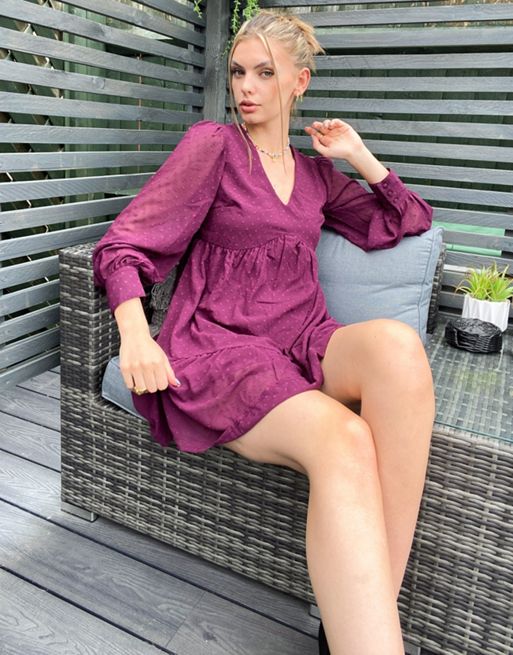 Violet Romance – Luźna bordowa sukienka mini | ASOS