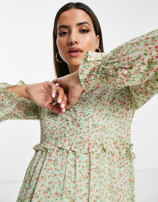 sachin and babi light blue dress Violet Romance Maternity chiffon floral maxi dress in sage floral