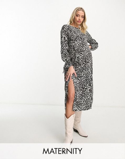 Animal Print Knot Front Jersey Maternity Dress