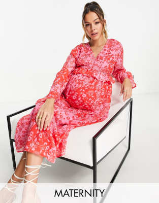 Violet Romance Maternity frill midi dress in floral print - ASOS Price Checker