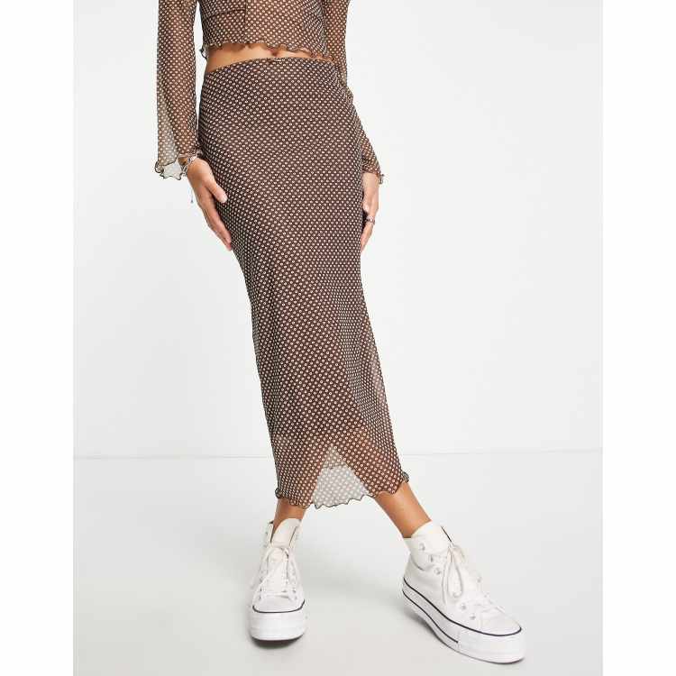 violet romance mesh midi dress in brown swirl print Eloise Hand Beaded Mini Dress / Pink Swirl Print | MESHKI