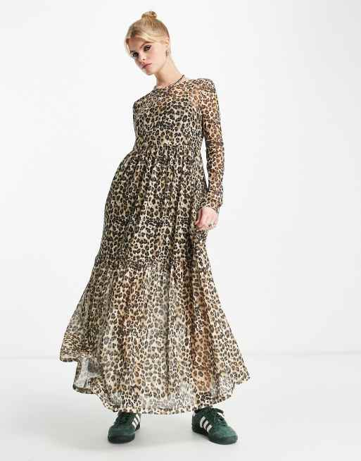 Collusion leopard print outlet midi smock dress