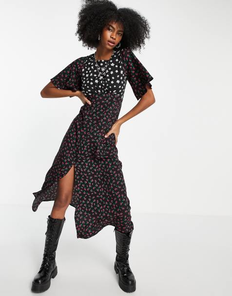 Violet Romance midi dress in mixed floral print