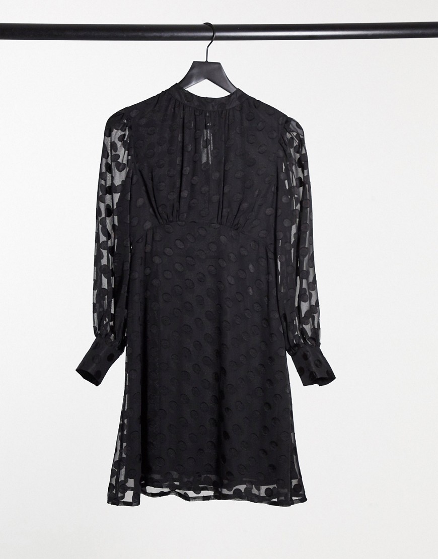 Violet Romance - Mini jurk van mesh met polkadot-Zwart