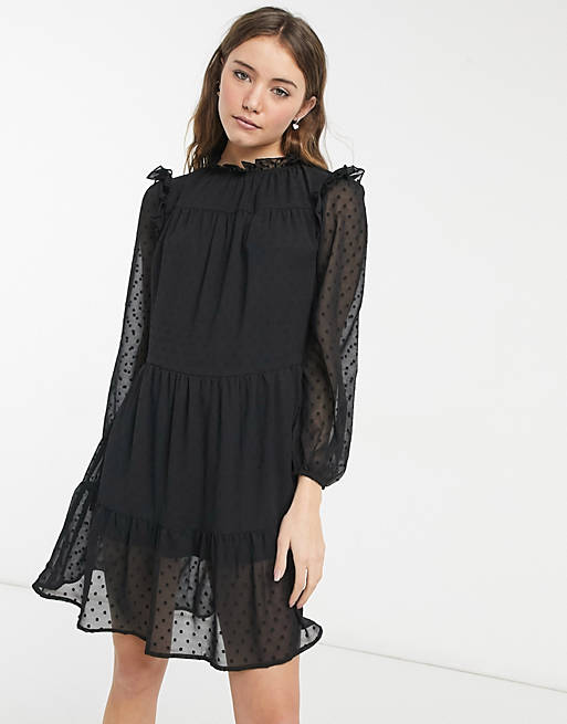 Violet Romance mini smock dress in black | ASOS