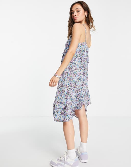 Violet Romance – Minikleid mit Camisole-Trägern, asymmetrischem Saum und Blumenmuster, 2 von 4