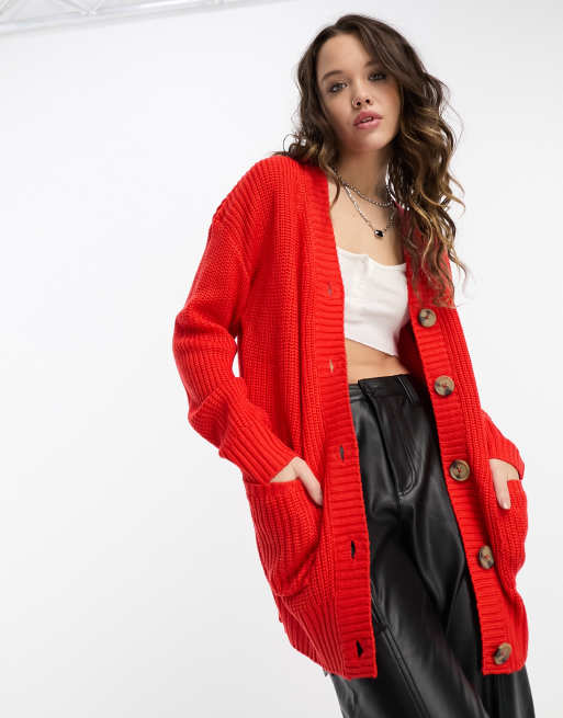 Oversized red hot sale cardigan sweater