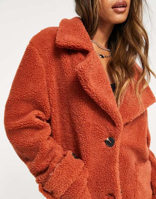 Violet Romance oversized double breasted coat in rust