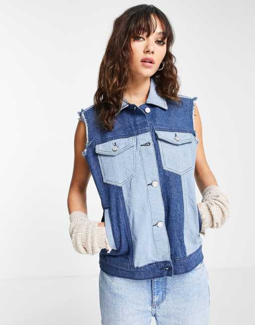 Violet Romance patchwork denim gilet ASOS
