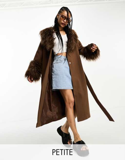 Faux Fur Belted Longline Coat