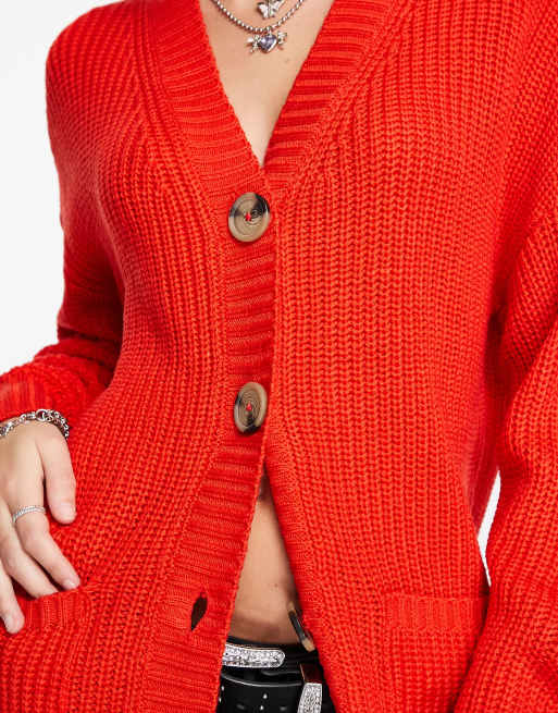 Violet Romance Petite oversized cardigan in orange