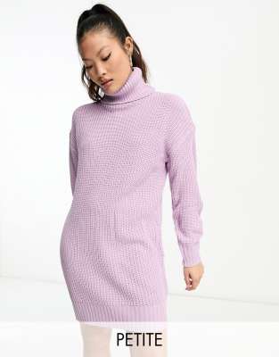 Violet Romance Petite Roll Neck Knitted Sweater Dress In Lilac-purple In Purple