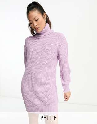 Violet Romance Petite Roll Neck Knitted Sweater Dress In Lilac-purple