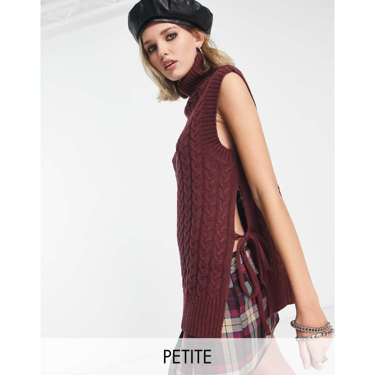Violet Romance Petite roll neck tie side sleeveless sweater in