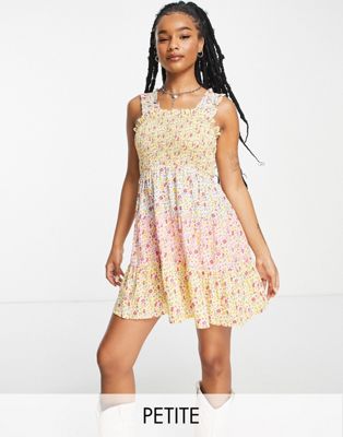 Violet Romance Petite tiered mini dress in mixed floral print - ASOS Price Checker