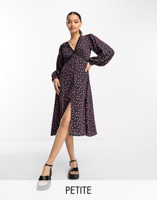 Violet Romance Petite - Vestito midi a fiori con finiture in pizzo