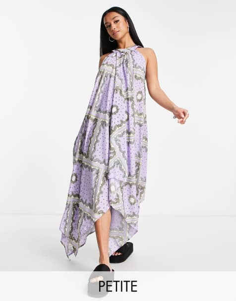 Violet Romance Petite - Vestito midi a trapezio svolazzante con stampa stile foulard - view 1