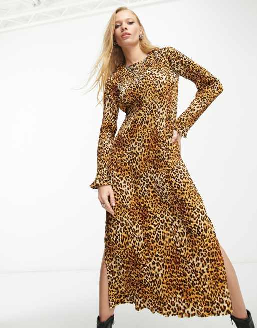 Mesh See Through Leopard Print Maxi Dress – Free From Label