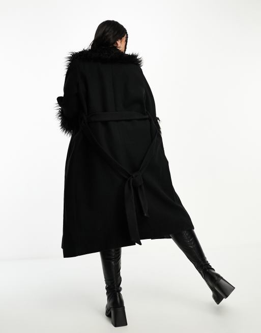 Long Black Coat With Fur Collar Plus Jessica London Women's Plus