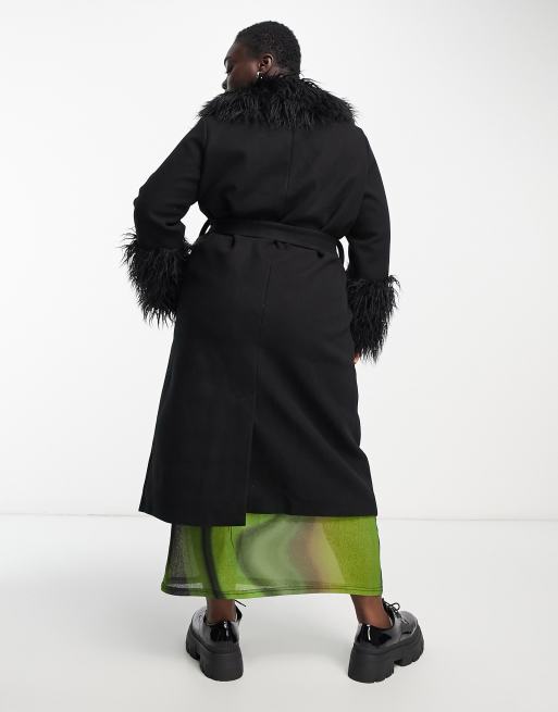 H&m faux fur coat on sale black