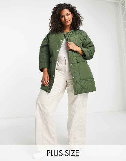 Plus size 2024 collarless coat