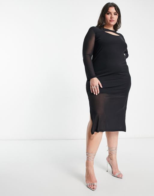 Mesh black sale dress plus size