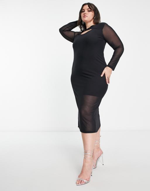 Black mesh store dress plus size