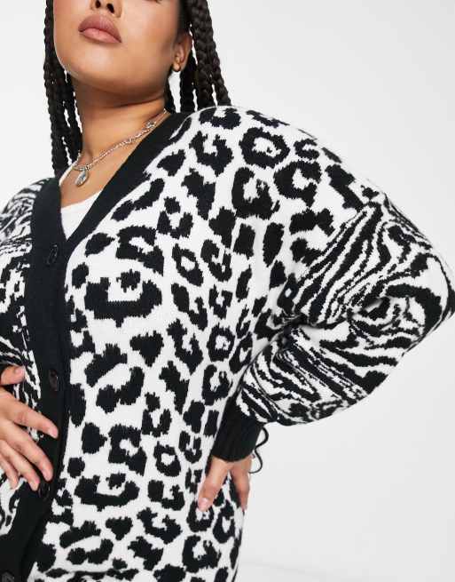 Violet Romance Plus oversized cardigan in mixed animal print ASOS