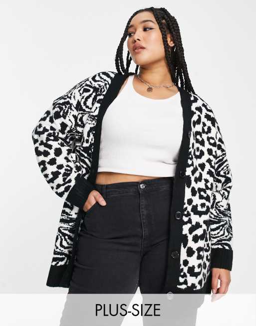Violet Romance - Plus - Oversized vest met gemengde dierenprint