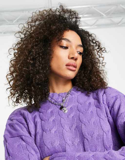 Violet Romance Pull maille torsad e Violet