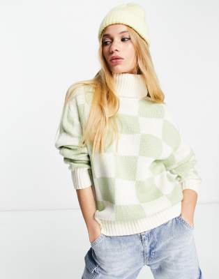 Pull à Carreaux Pour Femme - Col En V Et Coupe Droite - En Laine Douce Et Extensible - 4