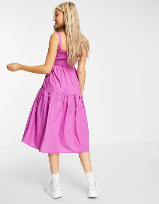 Violet Romance - Robe mi-longue froncée sur le devant - Violet, 2 de 4
