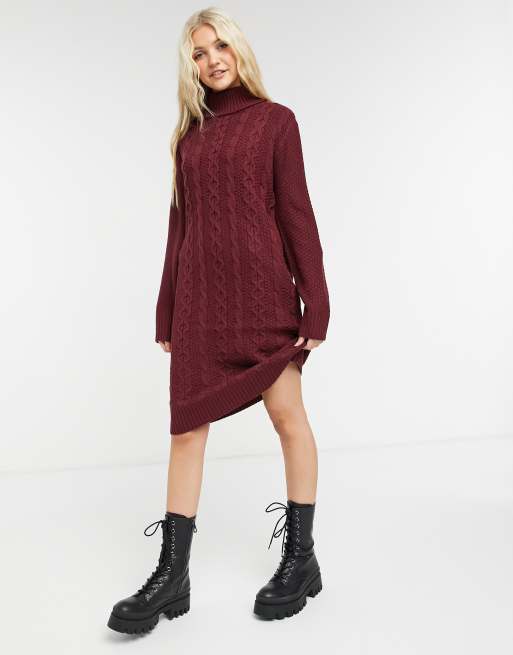 Robe pull rouge online col roulé