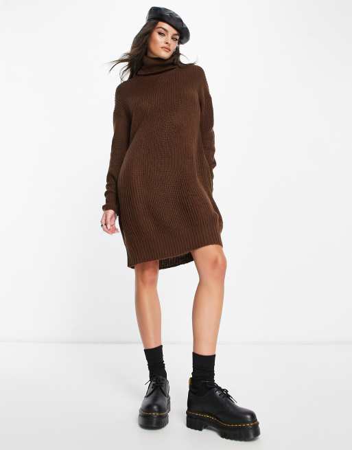 Roll neck 2025 knitted jumper dress