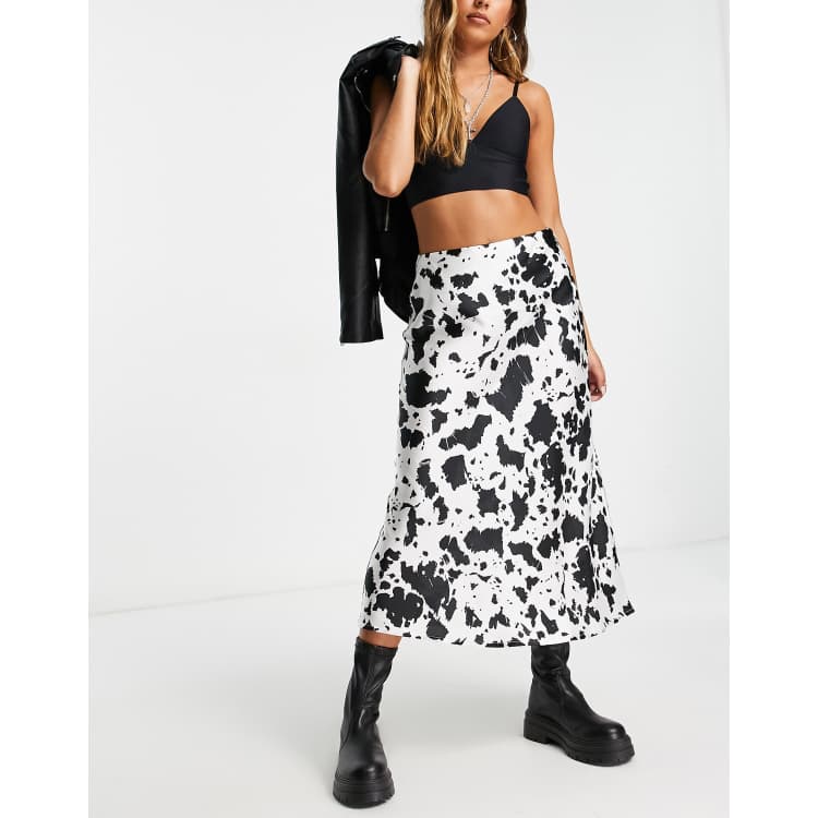 Black and white cow print outlet skirt