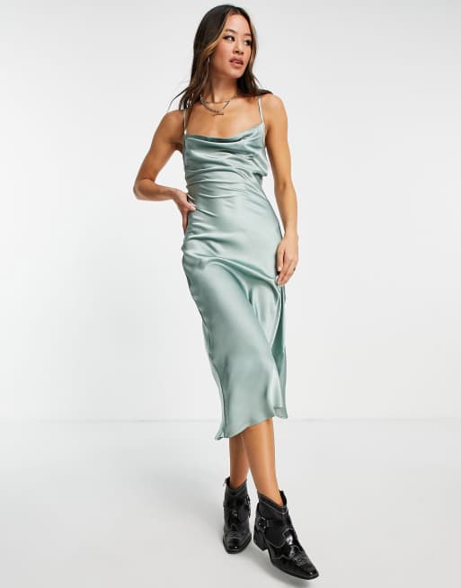 Asos green slip dress online