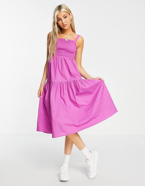 Violet Romance shirred front midi dress in purple - view 1