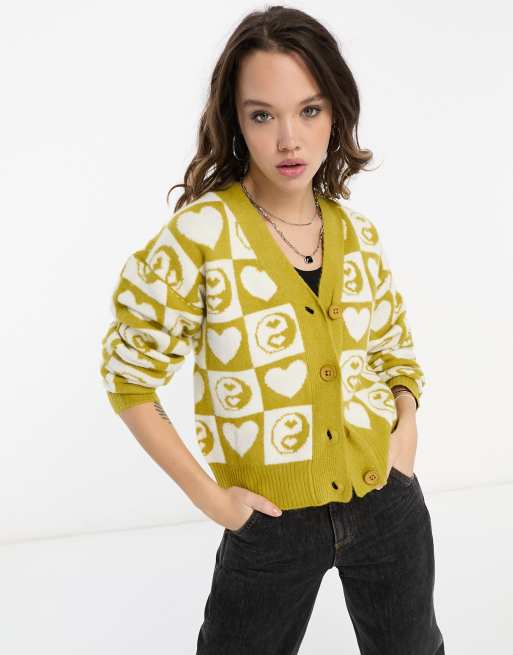 Violet Romance – Strickjacke mit 70er-Print