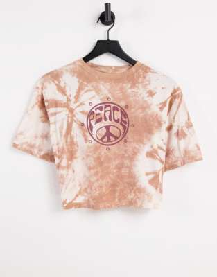 Violet Romance - T-Shirt mit Batikmuster und Peace-Print-Orange