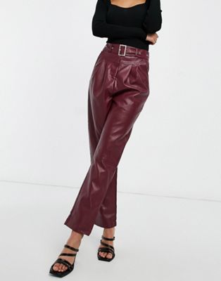 burgundy pu trousers
