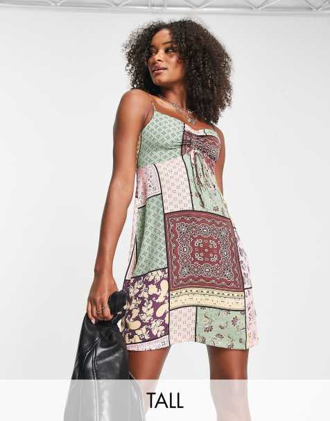 Violet Romance Tall cami mini dress in patchwork print - view 1