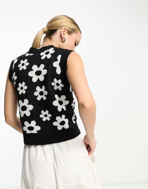 Violet Romance Tall - Canotta corta in maglia monocromatica con stampa a fiori, 3 di 4